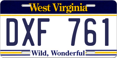 WV license plate DXF761