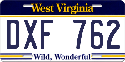 WV license plate DXF762