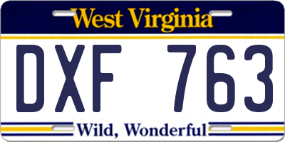 WV license plate DXF763