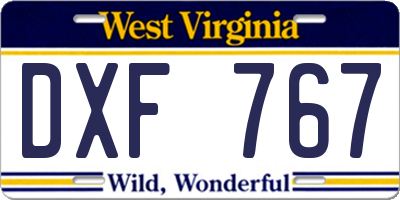 WV license plate DXF767