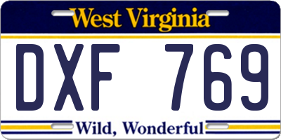 WV license plate DXF769