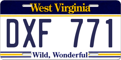 WV license plate DXF771