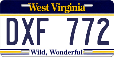 WV license plate DXF772