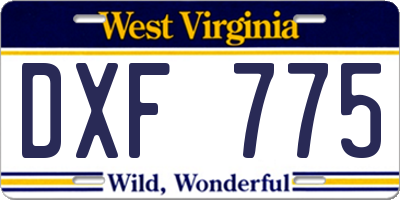 WV license plate DXF775