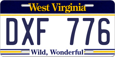WV license plate DXF776