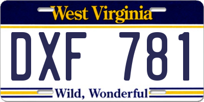 WV license plate DXF781