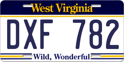 WV license plate DXF782