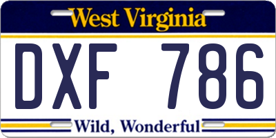 WV license plate DXF786