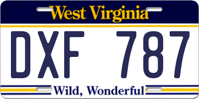 WV license plate DXF787