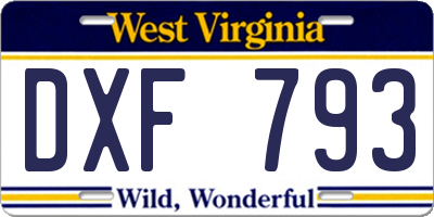 WV license plate DXF793