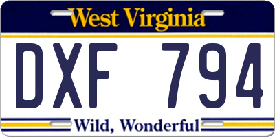 WV license plate DXF794