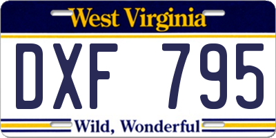 WV license plate DXF795