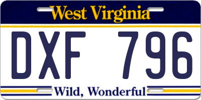 WV license plate DXF796