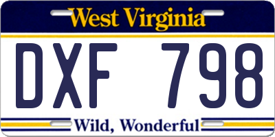 WV license plate DXF798