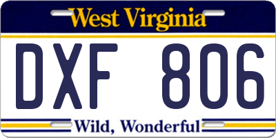 WV license plate DXF806