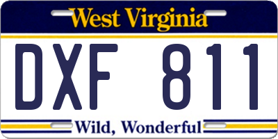 WV license plate DXF811