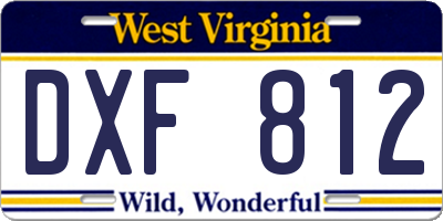 WV license plate DXF812