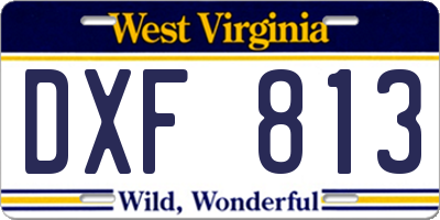 WV license plate DXF813