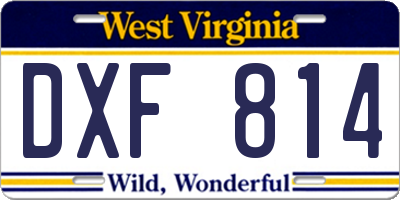 WV license plate DXF814