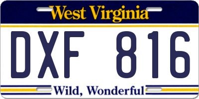 WV license plate DXF816