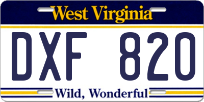 WV license plate DXF820