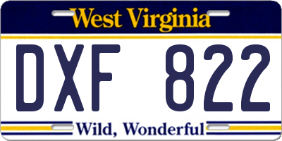 WV license plate DXF822