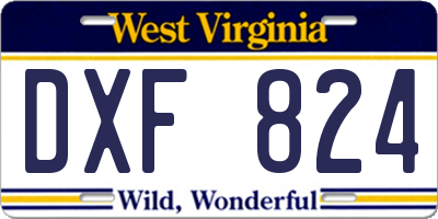 WV license plate DXF824