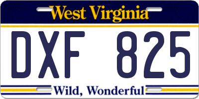 WV license plate DXF825