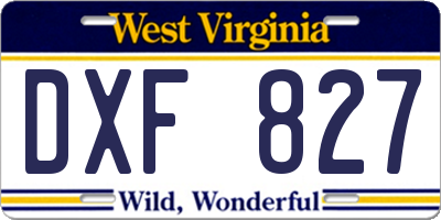 WV license plate DXF827
