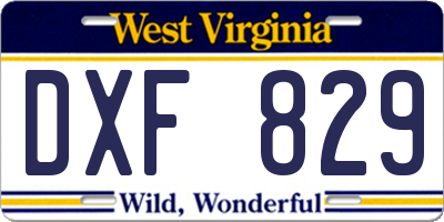 WV license plate DXF829
