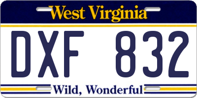 WV license plate DXF832