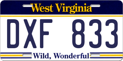 WV license plate DXF833