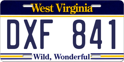 WV license plate DXF841