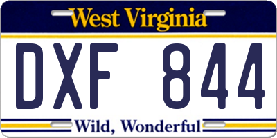 WV license plate DXF844