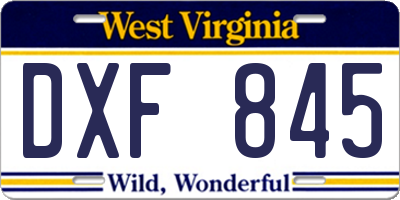 WV license plate DXF845