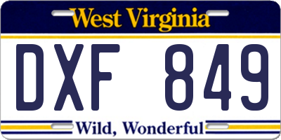 WV license plate DXF849