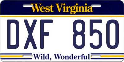 WV license plate DXF850