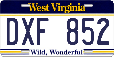 WV license plate DXF852