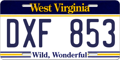 WV license plate DXF853