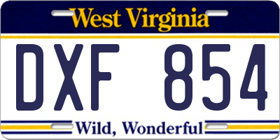WV license plate DXF854