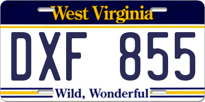 WV license plate DXF855