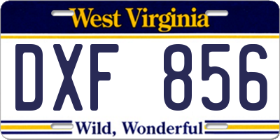 WV license plate DXF856