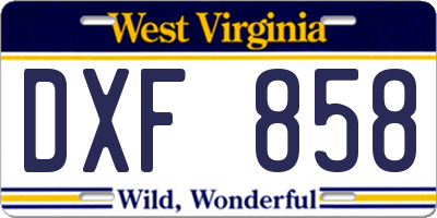 WV license plate DXF858