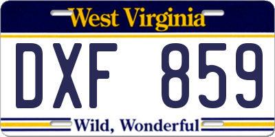 WV license plate DXF859