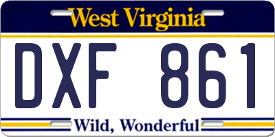 WV license plate DXF861