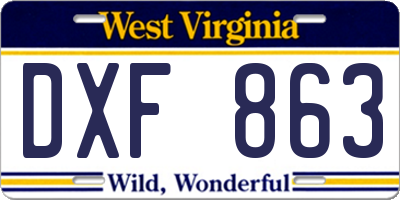 WV license plate DXF863