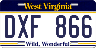 WV license plate DXF866