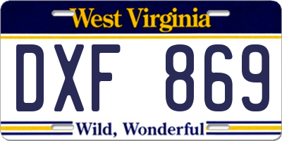 WV license plate DXF869