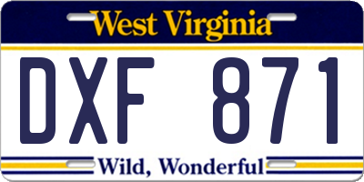 WV license plate DXF871