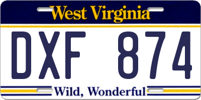 WV license plate DXF874